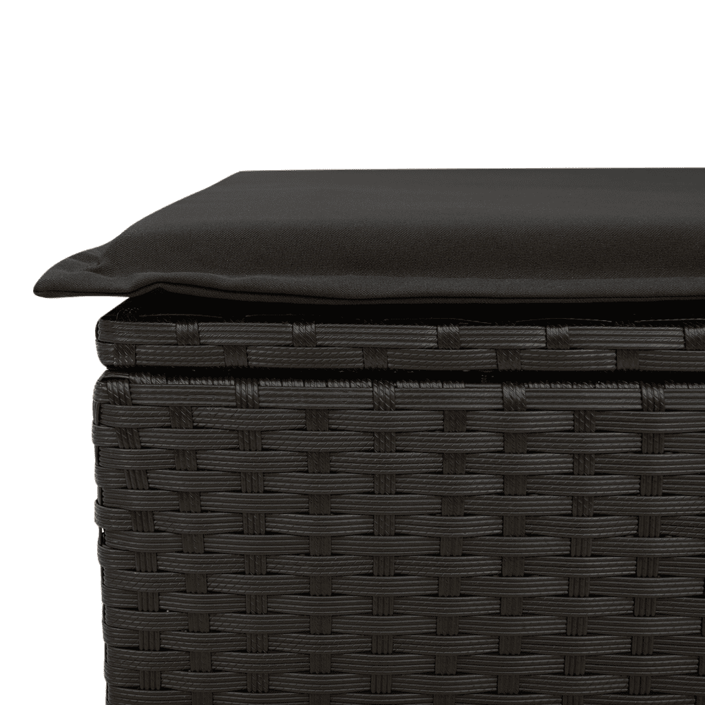 13 Piece Garden Dining Set with Cushions Black Poly Rattan