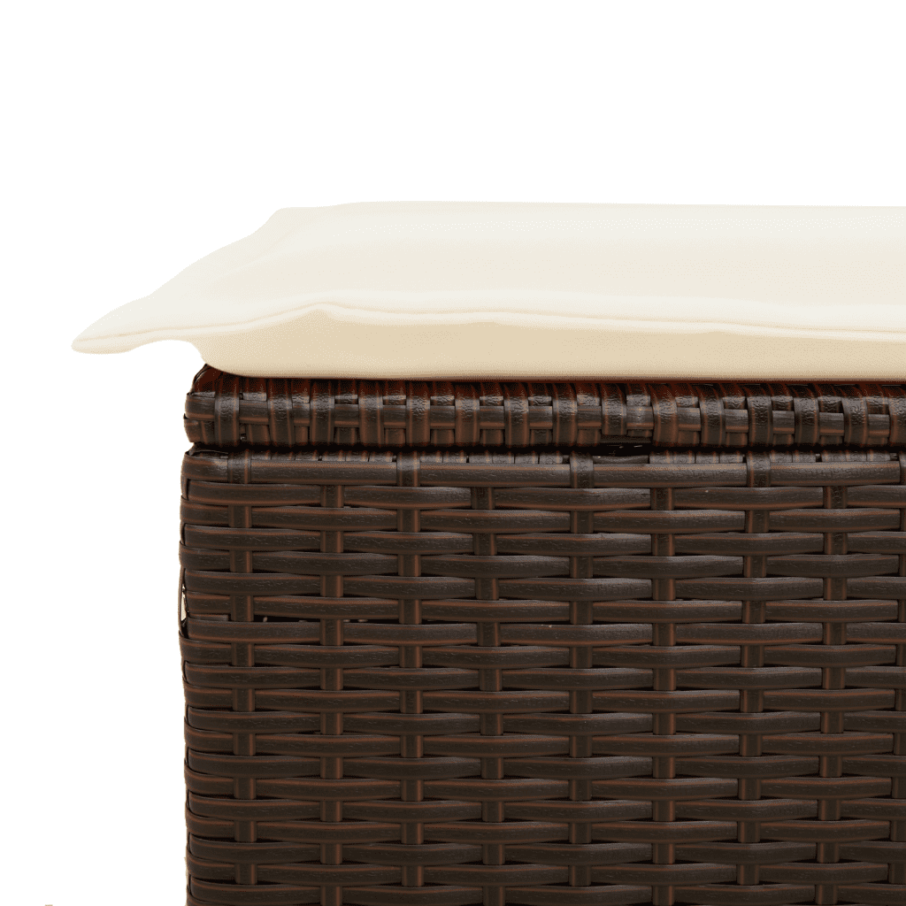 15 Piece Garden Dining Set with Cushions Brown Poly Rattan