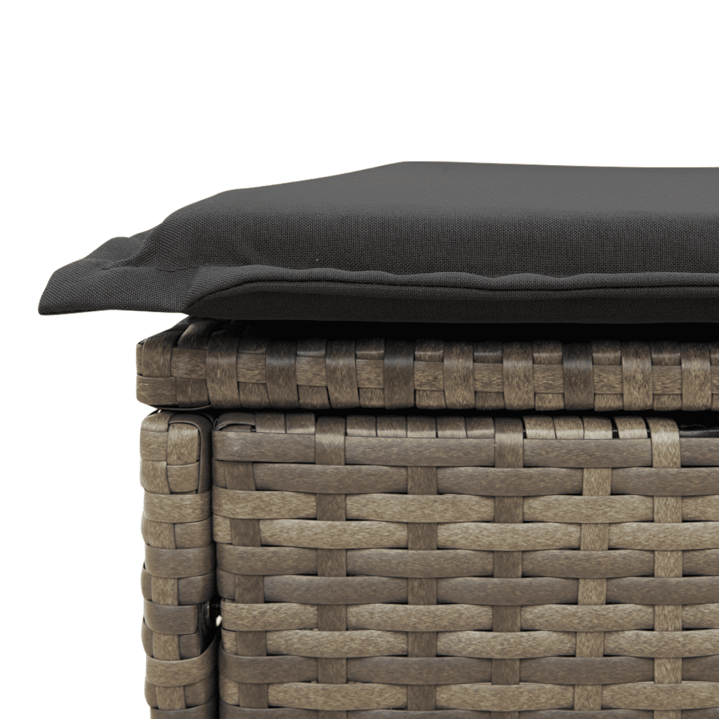 17 Piece Garden Dining Set with Cushions Grey Poly Rattan