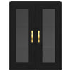 Wall-Mounted Cabinet with Glass Doors Black Oak 69,5x34x90 cm