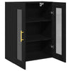 Wall-Mounted Cabinet with Glass Doors Black Oak 69,5x34x90 cm