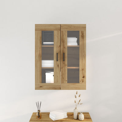 Wall-Mounted Cabinet with Glass Doors Artisan Oak 69,5x34x90 cm