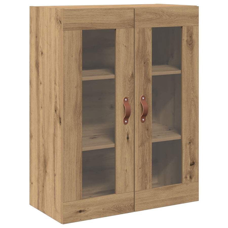 Wall-Mounted Cabinet with Glass Doors Artisan Oak 69,5x34x90 cm