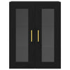 Wall-Mounted Cabinet with Glass Doors Black Oak 69,5x34x90 cm