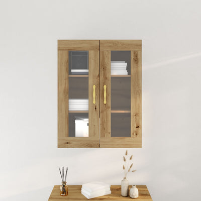 Wall-Mounted Cabinet with Glass Doors Artisan Oak 69,5x34x90 cm