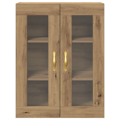 Wall-Mounted Cabinet with Glass Doors Artisan Oak 69,5x34x90 cm