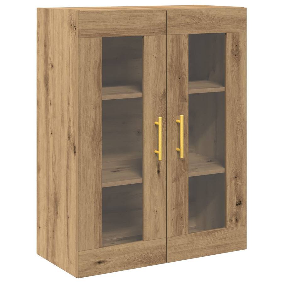 Wall-Mounted Cabinet with Glass Doors Artisan Oak 69,5x34x90 cm