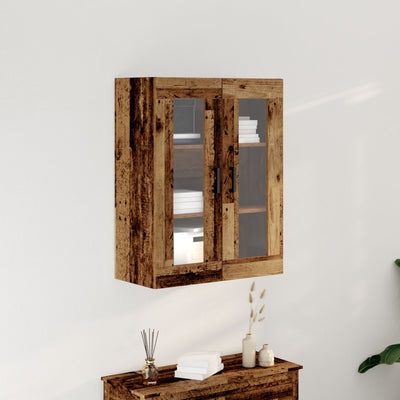 Wall-Mounted Cabinet with Glass Doors Old Wood 69,5x34x90 cm