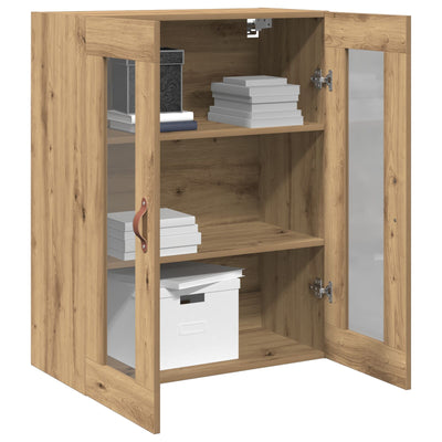 Wall-Mounted Cabinet with Glass Doors Artisan Oak 69,5x34x90 cm