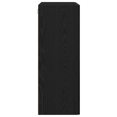 Wall-Mounted Cabinet with Glass Doors Black Oak 69,5x34x90 cm