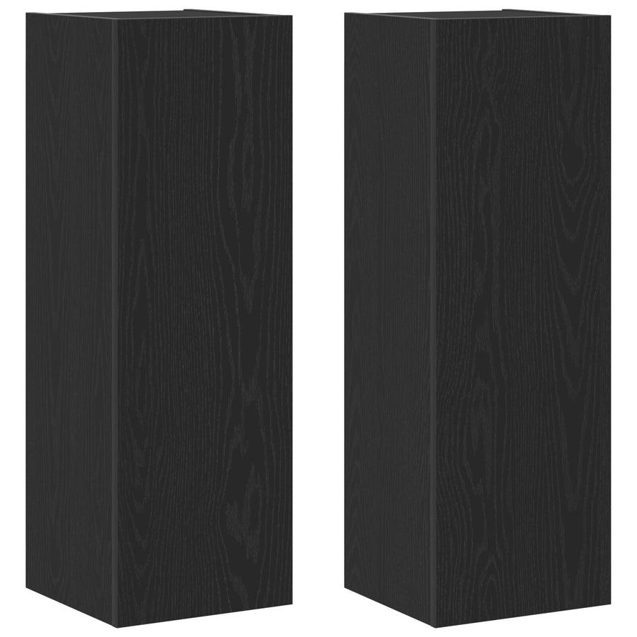 Wall-Mounted TV Cabinets - 2 pcs Black Oak, 30.5x30x90 cm, Made from Engineered Wood