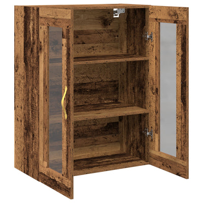 Wall-Mounted Cabinet with Glass Doors Old Wood 69,5x34x90 cm