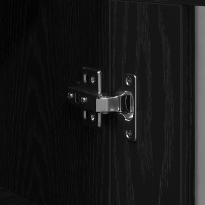 Wall-Mounted Cabinet with Glass Doors Black Oak 69,5x34x90 cm