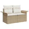 10 Piece Garden Sofa Set with Cushions Beige Poly Rattan