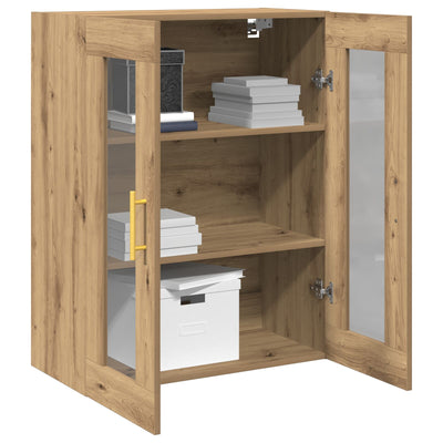 Wall-Mounted Cabinet with Glass Doors Artisan Oak 69,5x34x90 cm