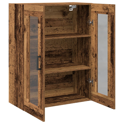 Wall-Mounted Cabinet with Glass Doors Old Wood 69,5x34x90 cm