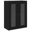 Wall-Mounted Cabinet with Glass Doors Black Oak 69,5x34x90 cm