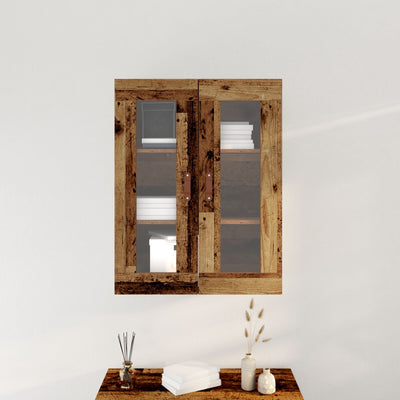 Wall-Mounted Cabinet with Glass Doors Old Wood 69,5x34x90 cm