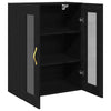 Wall-Mounted Cabinet with Glass Doors Black Oak 69,5x34x90 cm