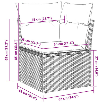10 Piece Garden Sofa Set with Cushions Beige Poly Rattan