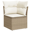 10 Piece Garden Sofa Set with Cushions Beige Poly Rattan