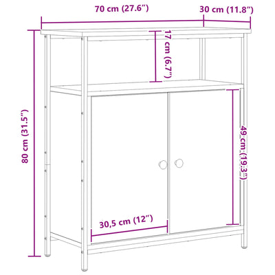 Wall-Mounted Cabinet Black Oak 69,5x34x90 cm Engineered Wood