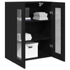 Wall-Mounted Cabinet with Glass Doors Black Oak 69,5x34x90 cm