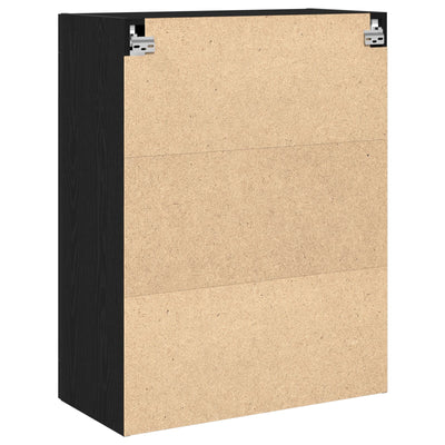 Wall-Mounted Cabinet with Glass Doors Black Oak 69,5x34x90 cm