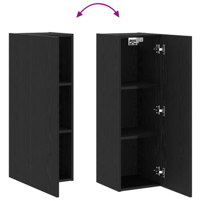 Wall-Mounted TV Cabinet in Black Oak - 30.5x30x90 cm, Made of Engineered Wood