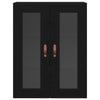 Wall-Mounted Cabinet with Glass Doors Black Oak 69,5x34x90 cm