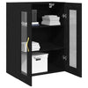 Wall-Mounted Cabinet with Glass Doors Black Oak 69,5x34x90 cm
