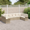10 Piece Garden Sofa Set with Cushions Beige Poly Rattan