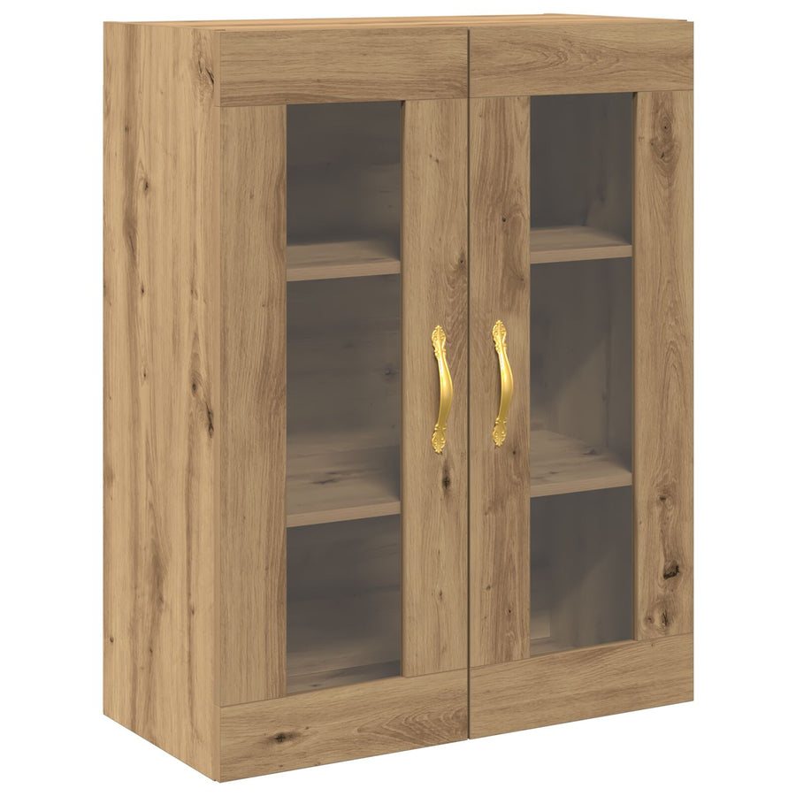 Wall-Mounted Cabinet with Glass Doors Artisan Oak 69,5x34x90 cm