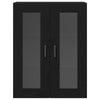 Wall-Mounted Cabinet with Glass Doors Black Oak 69,5x34x90 cm