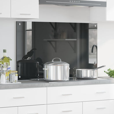 Dark Grey Kitchen Backsplash 100x60x0.6 cm Tempered Glass