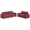 2 Piece Sofa Set with Cushions Wine Red Fabric
