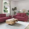2 Piece Sofa Set with Cushions Wine Red Fabric