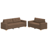 2 Piece Sofa Set with Cushions Brown Fabric