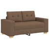 2 Piece Sofa Set with Cushions Brown Fabric