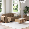 2 Piece Sofa Set with Cushions Brown Fabric