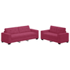 2 Piece Sofa Set with Cushions Wine Red Velvet