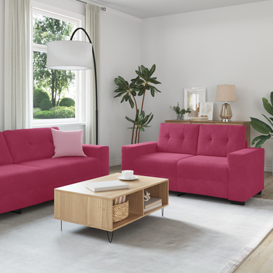 2 Piece Sofa Set with Cushions Wine Red Velvet