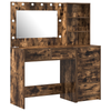 2 Piece Dressing Table Set with LED Smoked Oak Engineered Wood