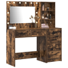 2 Piece Dressing Table Set with LED Smoked Oak Engineered Wood