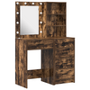 2 Piece Dressing Table Set with LED Smoked Oak Engineered Wood