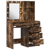 2 Piece Dressing Table Set with LED Smoked Oak Engineered Wood