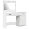 2 Piece Dressing Table Set with LED White Engineered Wood