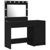 2-Piece Dressing Table Set with LED - Black Engineered Wood
