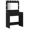 2-Piece Dressing Table Set with LED - Black Engineered Wood