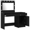 2-Piece Dressing Table Set with LED - Black Engineered Wood